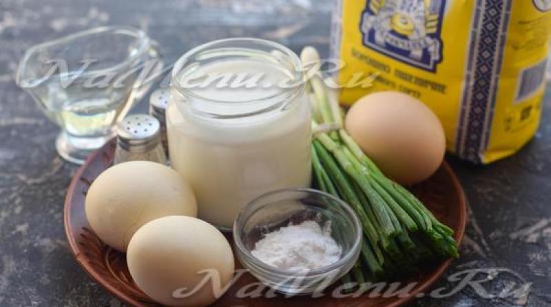Рецепт: Ленивые пирожки с зеленым луком и яйцом - быстрые, пышные и нежные Ленивые пирожки блины с яйцами